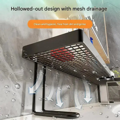Bathroom Organizer No-Drill Minimalist Carbon Steel Countertop Storage Rack