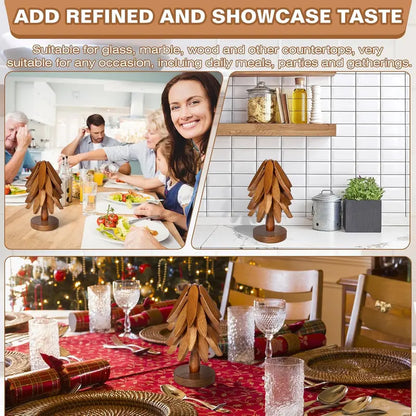 Natural Tree-Shaped Wooden Decorative Trivets Set