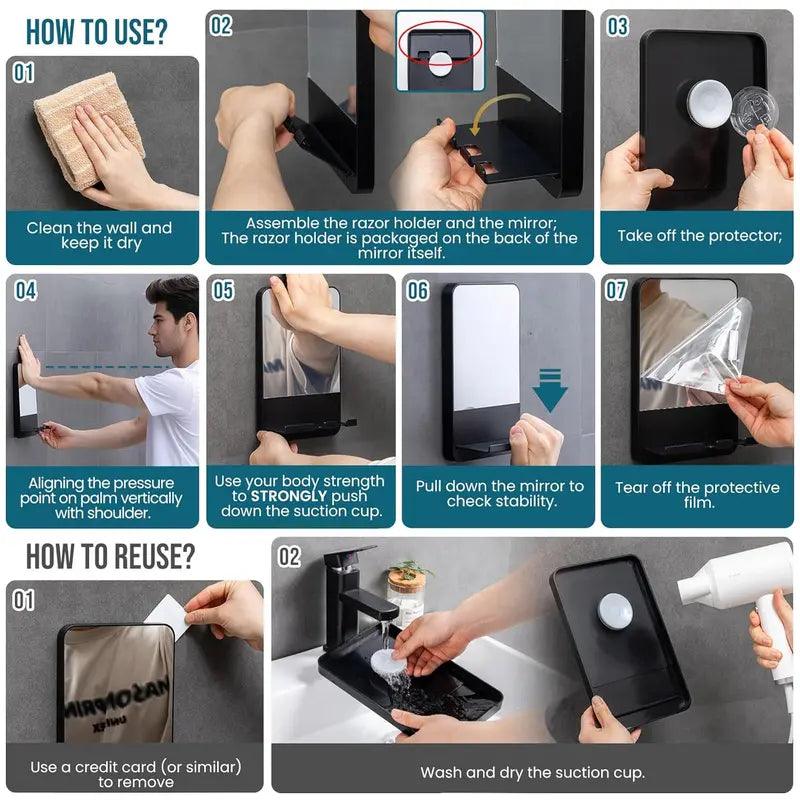 K9 Fogless Shower Mirror, Anti-Fog with Razor Holder