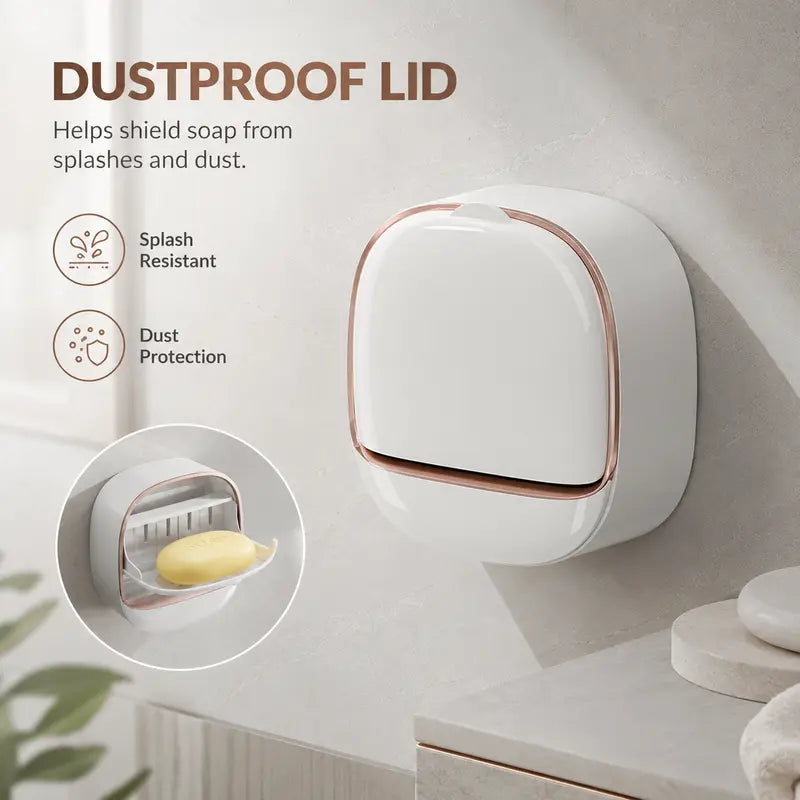 Wall-Mounted Bar Soap Container with Drain System
