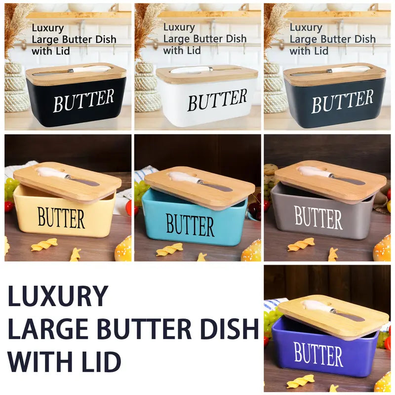 Luxury Large Ceramic Butter Dish with Lid
