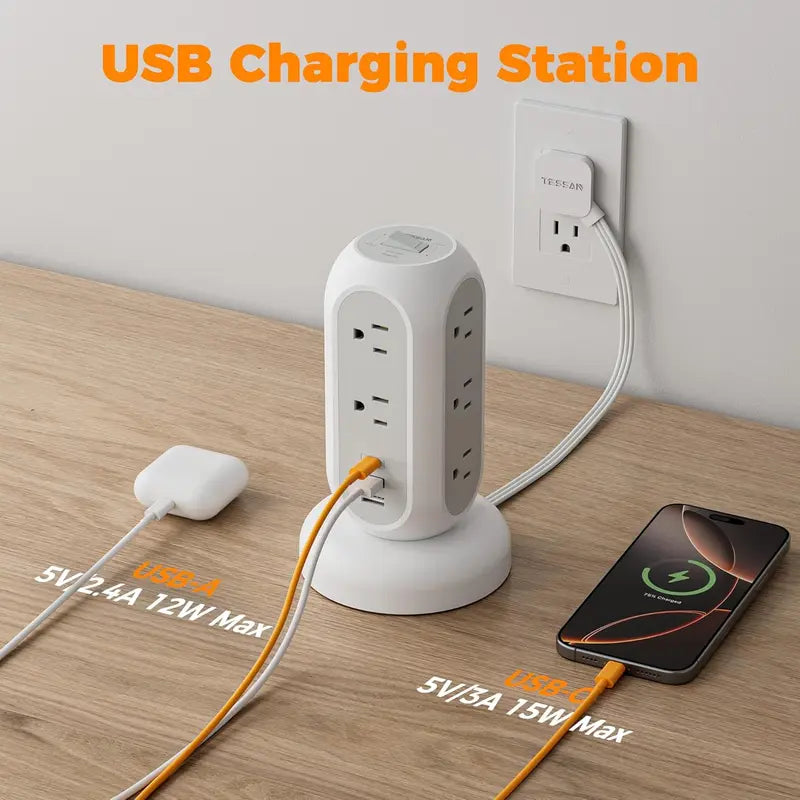 retractable extension cord power strip