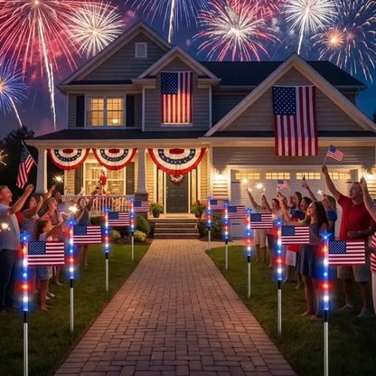 8 Solar American FlagPathway Lights for 250thIndependence Celebration