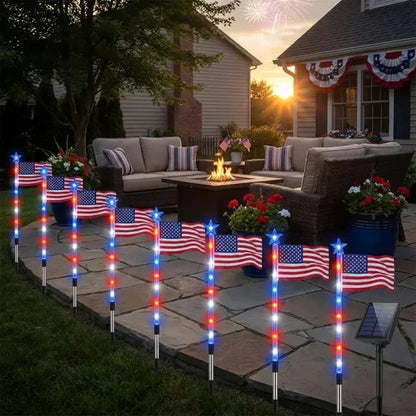 8 Solar American FlagPathway Lights for 250thIndependence Celebration