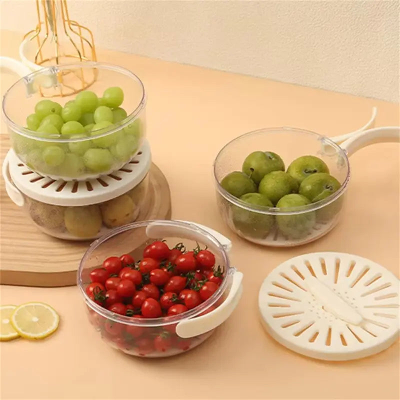 Multifunctional Round Bowl Kitchen Colander with Lid