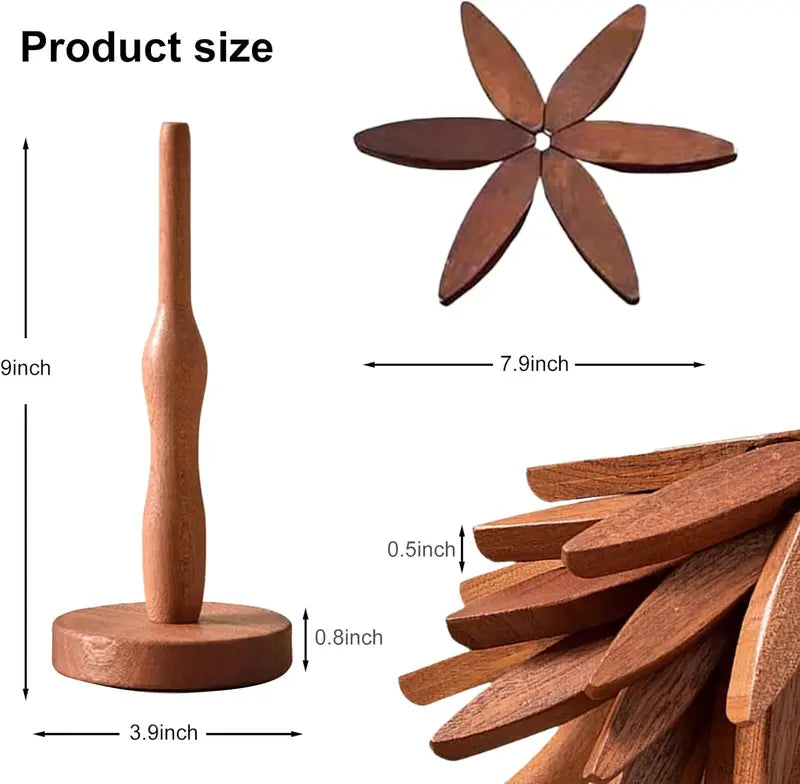 Natural Tree-Shaped Wooden Decorative Trivets Set