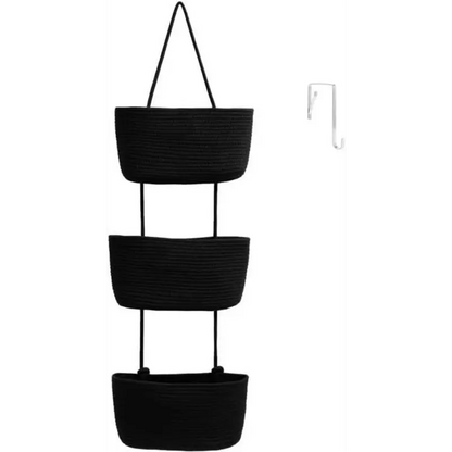 Woven Cotton 3-Tier Trapezoid Over-the-Door Basket