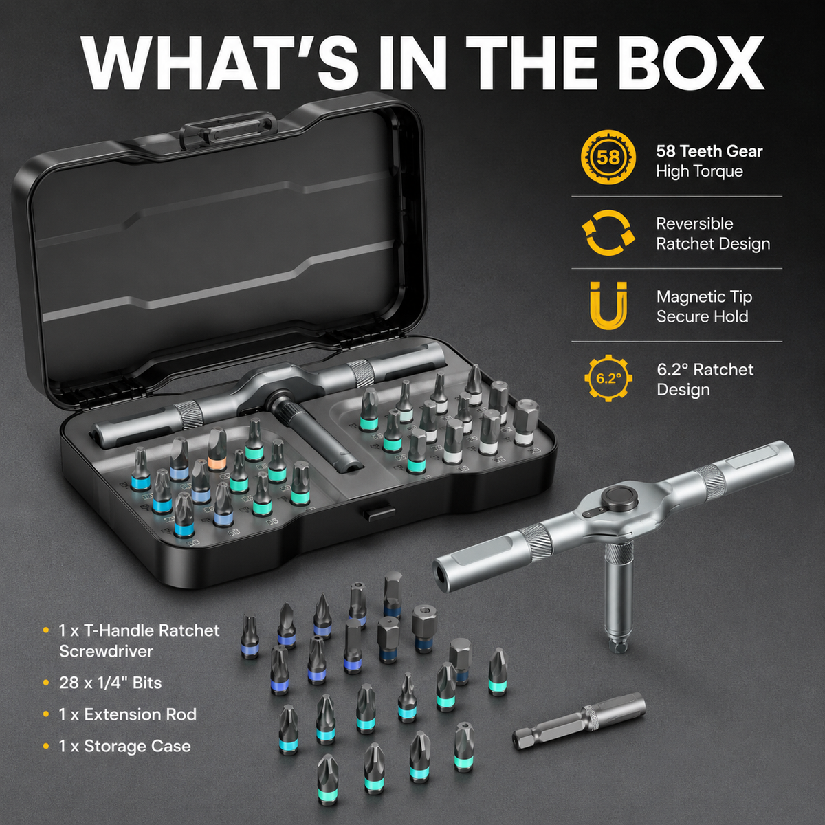 24 in 1 DlY Screwdriver Set Magnetic Compact and Portable Ratchet Screwdriver