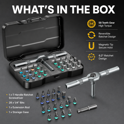 24 in 1 DlY Screwdriver Set Magnetic Compact and Portable Ratchet Screwdriver