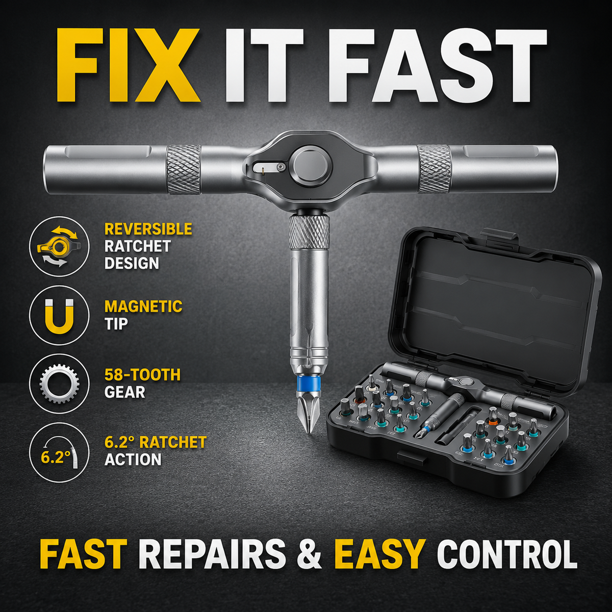 24 in 1 DlY Screwdriver Set Magnetic Compact and Portable Ratchet Screwdriver