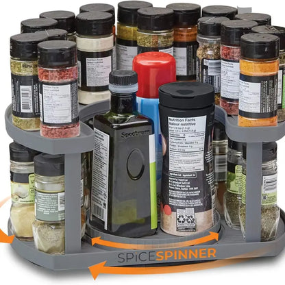 2-Tier Smooth Rotating Lazy Susan Spice Rack Organizer