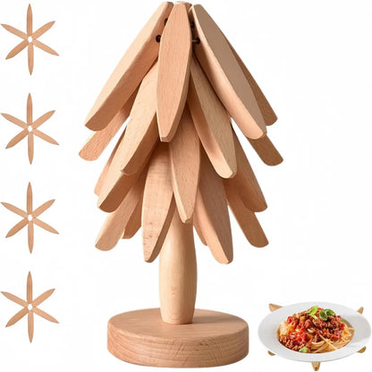 Natural Tree-Shaped Wooden Decorative Trivets Set