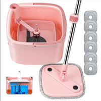 Pink Mop+Bucket+6Pads