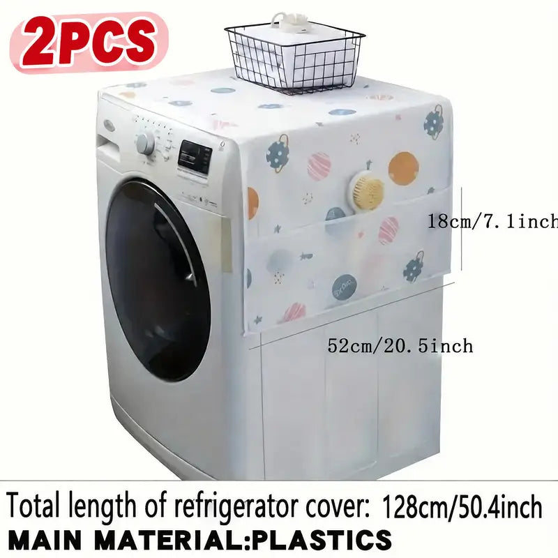 Daisy Print Refrigerator Dust Cover with Storage Pockets