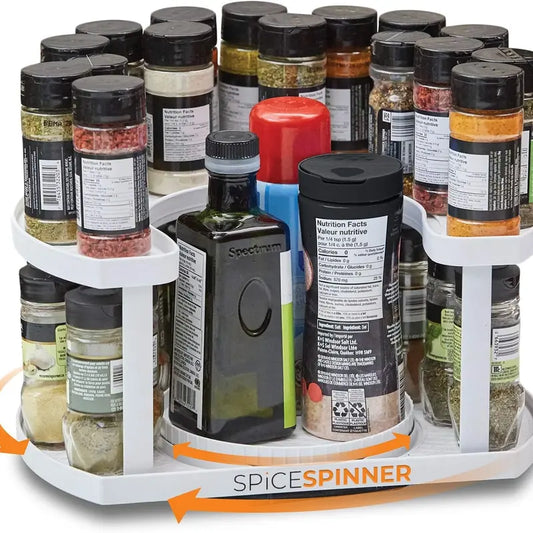 2-Tier Smooth Rotating Lazy Susan Spice Rack Organizer