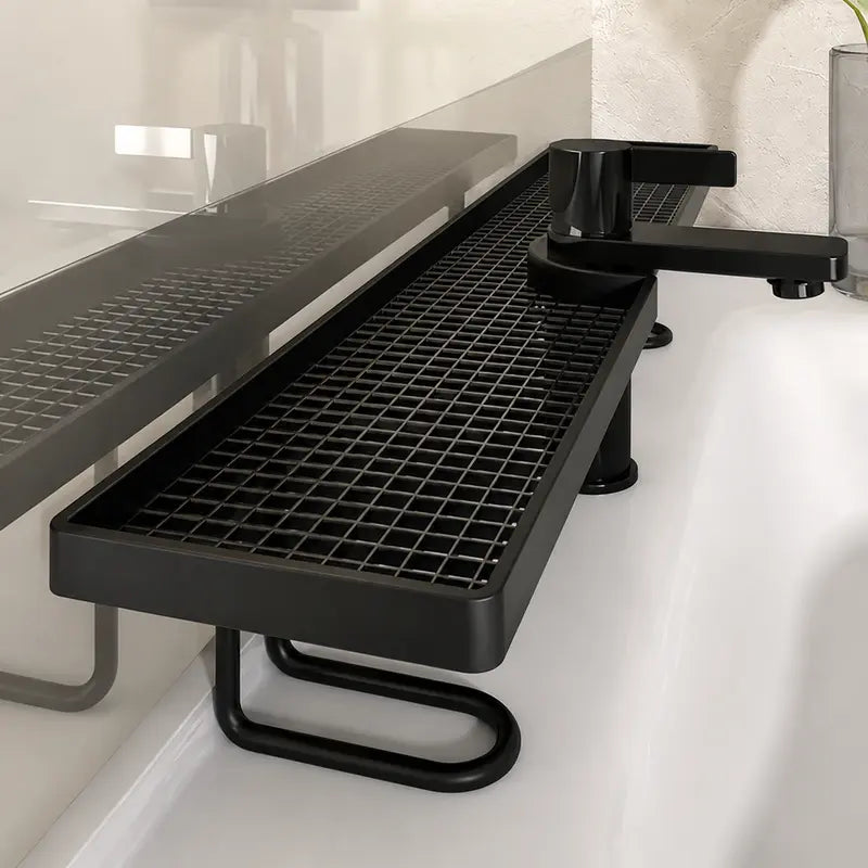 Bathroom Organizer No-Drill Minimalist Carbon Steel Countertop Storage Rack