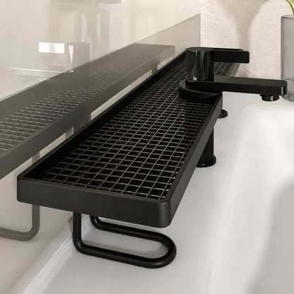 Bathroom Organizer No-Drill Minimalist Carbon Steel Countertop Storage Rack