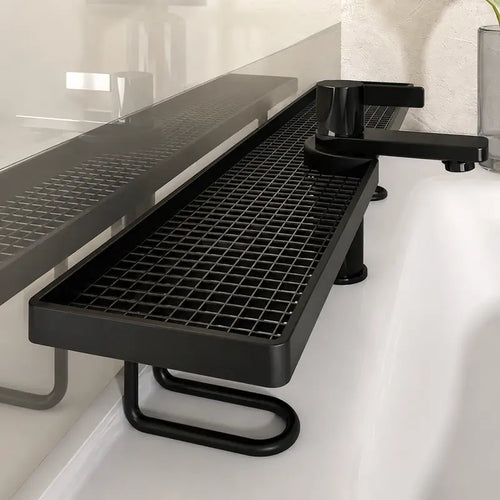 Bathroom Organizer No-Drill Minimalist Carbon Steel Countertop Storage Rack