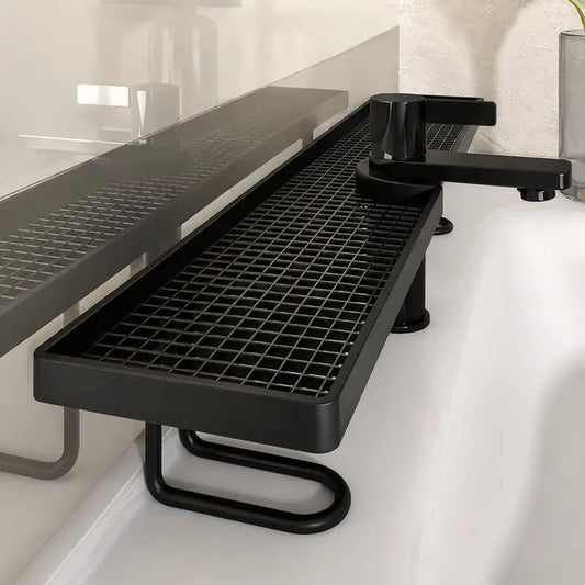 Bathroom Organizer No-Drill Minimalist Carbon Steel Countertop Storage Rack