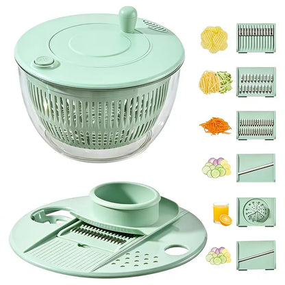5.3 Qt Large Functional Plastic 3-in-1 Rotating Salad Spinner Set
