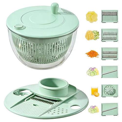 5.3 Qt Large Functional Plastic 3-in-1 Rotating Salad Spinner Set