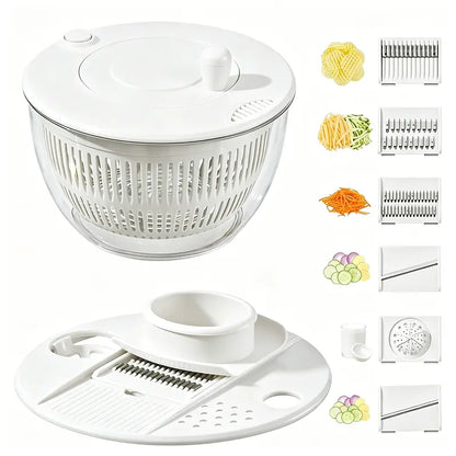 5.3 Qt Large Functional Plastic 3-in-1 Rotating Salad Spinner Set